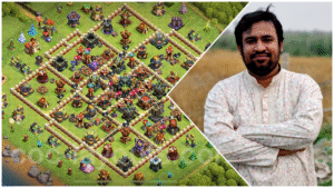 Hasibul Hasan Abir the Clash of Clans lover Hasibul Hasan Abir standing proudly with his maxed Clash of Clans base, showcasing high-level Town Hall and heroes